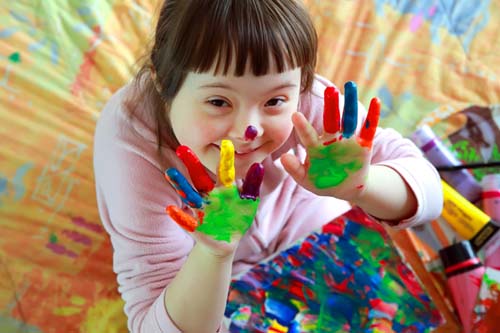 girl with painted hands